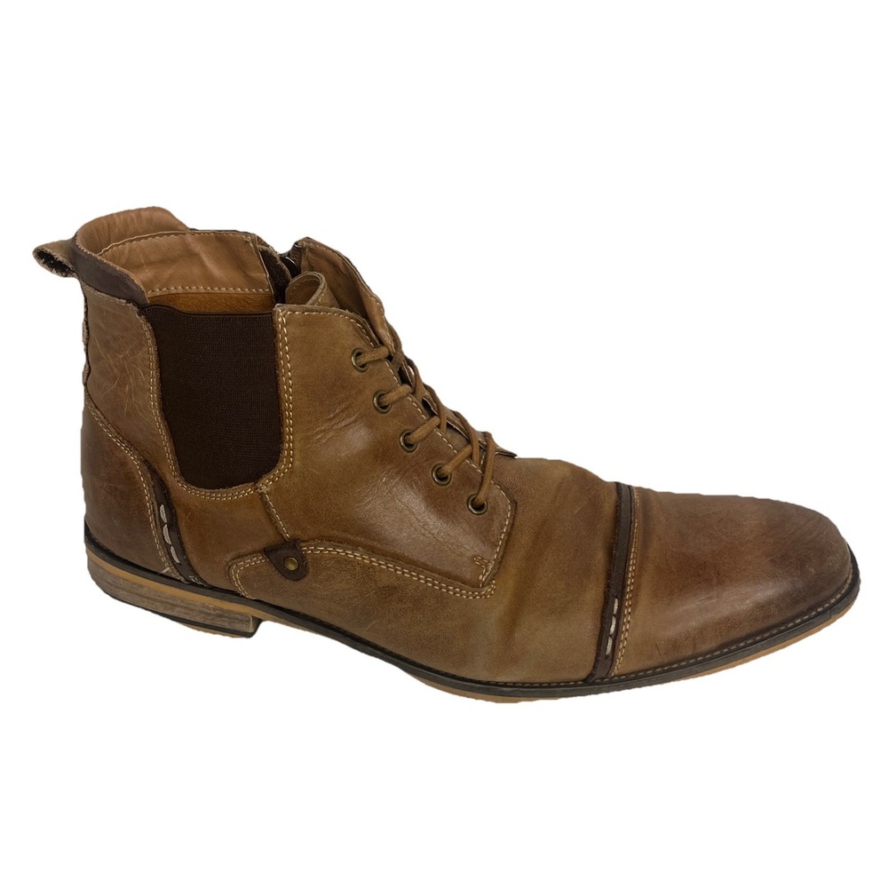 Steve Madden Men's P-Jack Brown Leather Ankle Boots Size 12